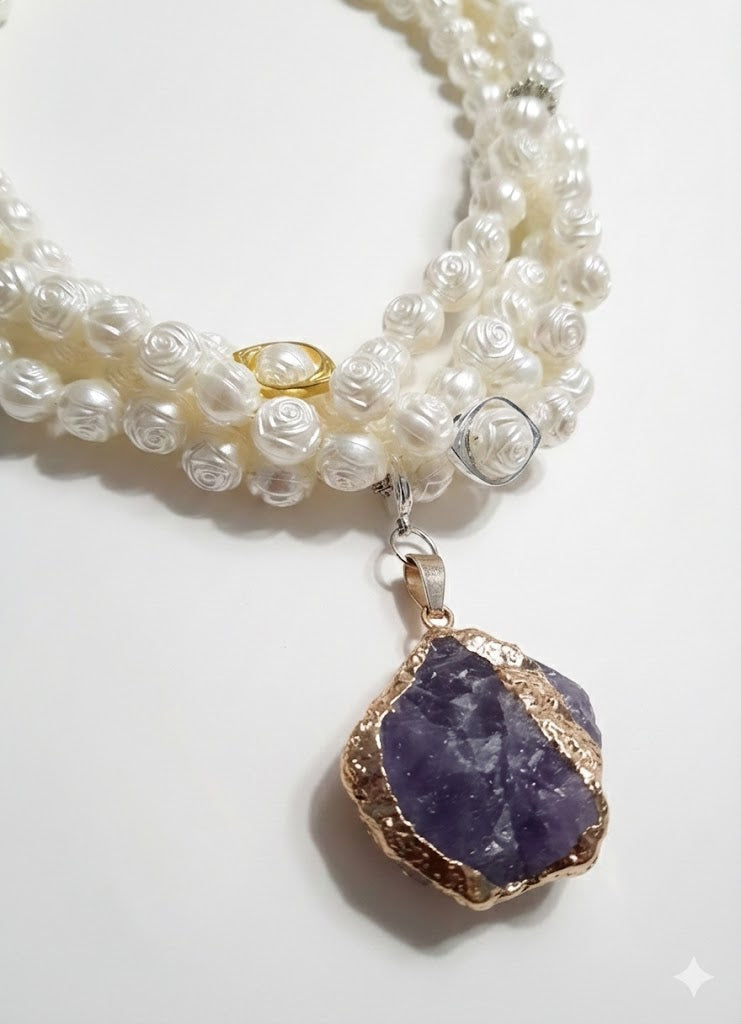 Amethyst Bloom Twisted Statement Necklace Set