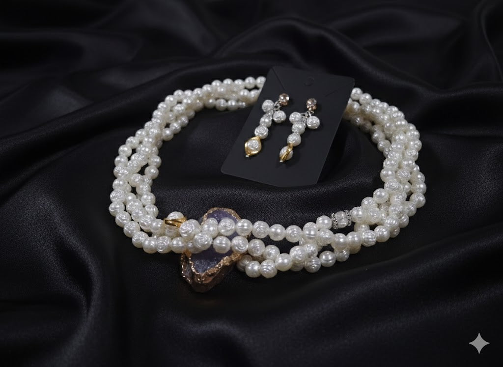 Amethyst Bloom Twisted Statement Necklace Set