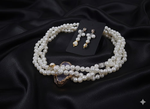 Amethyst Bloom Twisted Statement Necklace Set