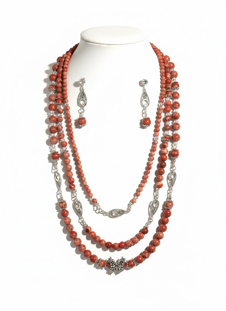 Crimson Current Red Jasper Necklace Set