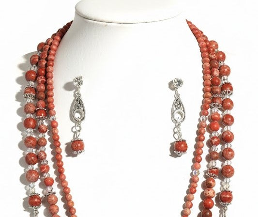 Crimson Current Red Jasper Necklace Set