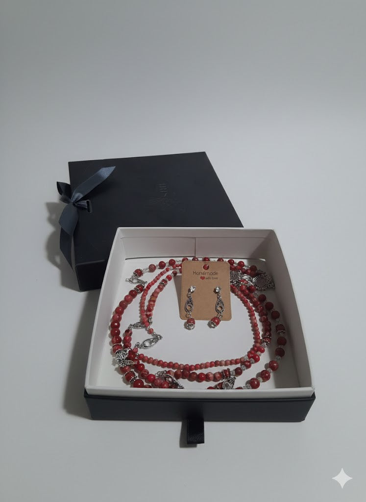 Crimson Current Red Jasper Necklace Set