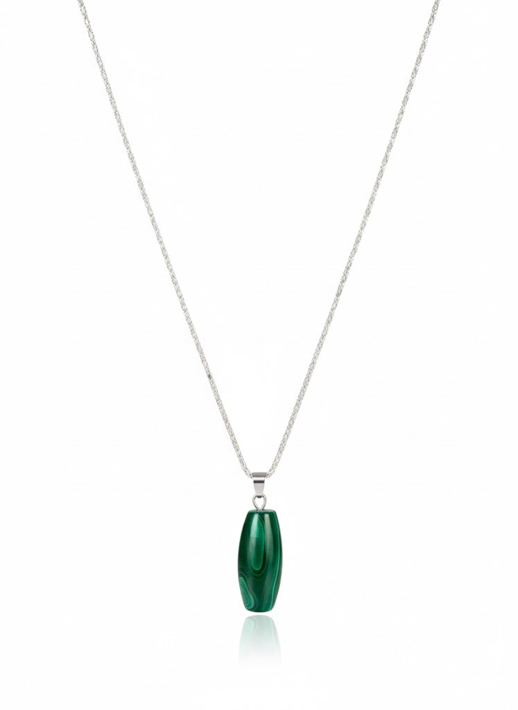 Emerald Labyrinth Natural Malachite Pendant Necklace