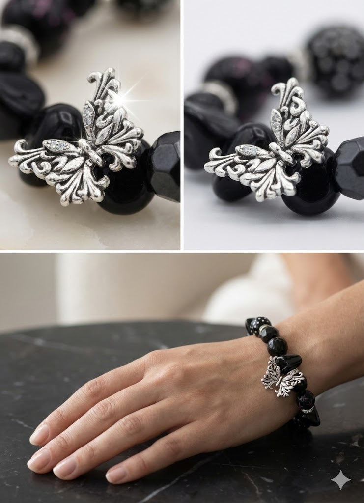 Midnight Monarch beaded bracelet
