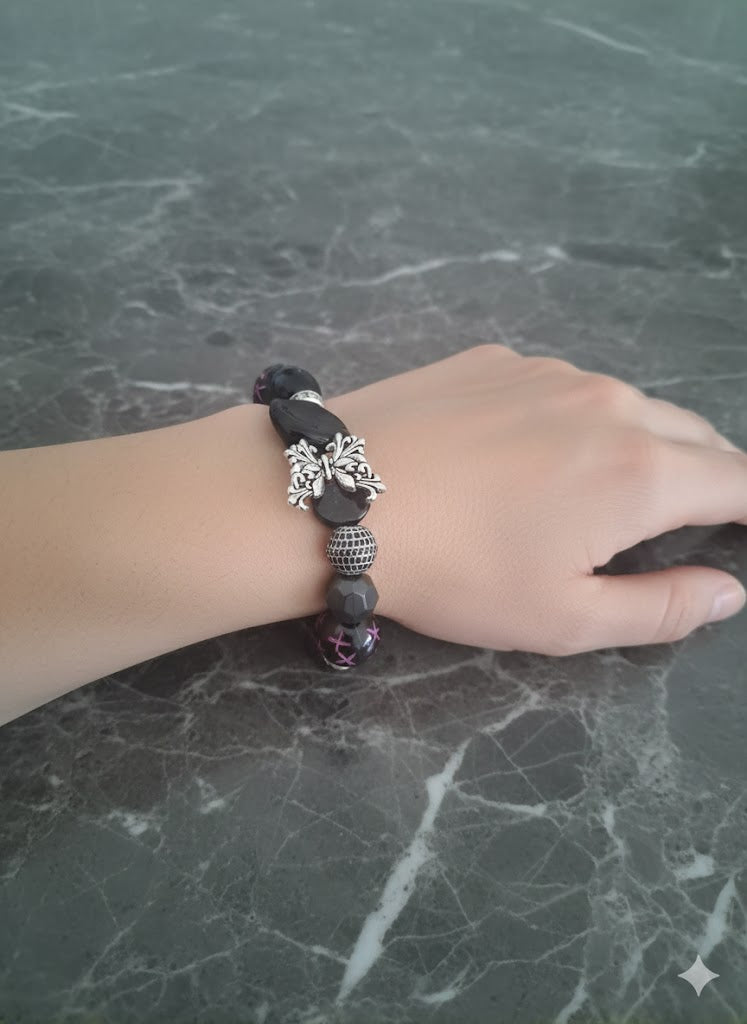 Midnight Monarch beaded bracelet