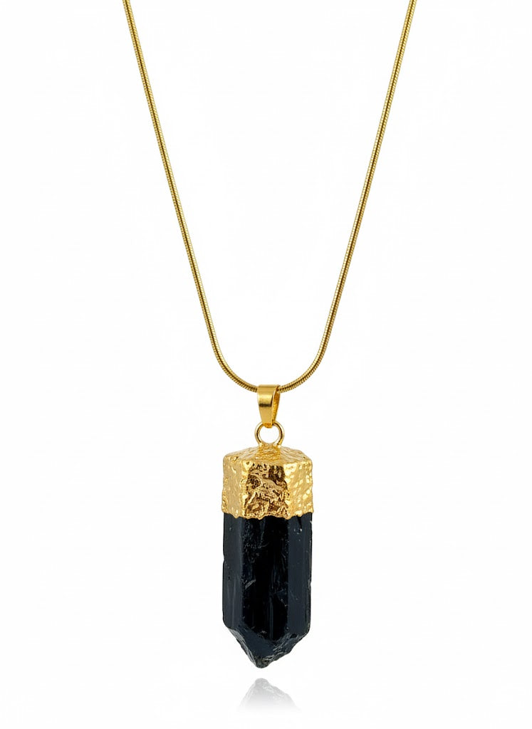 Obsidian Muse Natural Stone Pendant Necklace