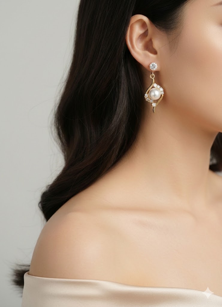 Regal Twist Pearl Earrings