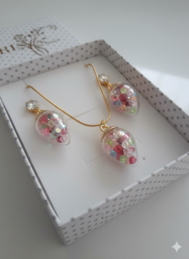 Prismatic Shaker Glass & Gold Necklace Set