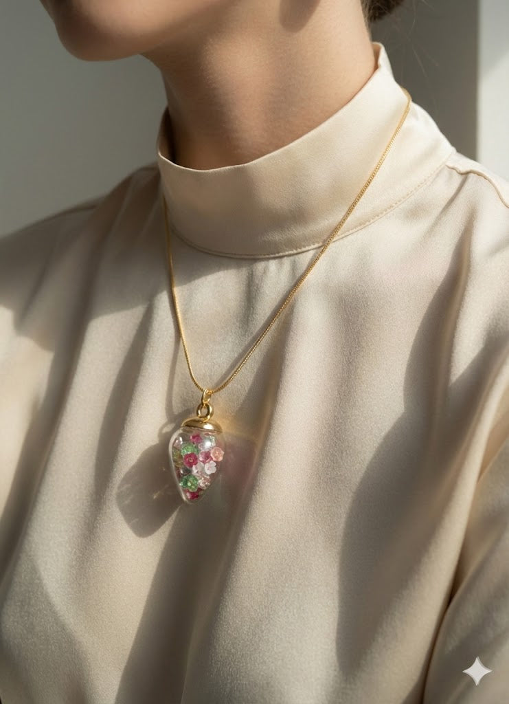 Prismatic Shaker Glass & Gold Necklace Set
