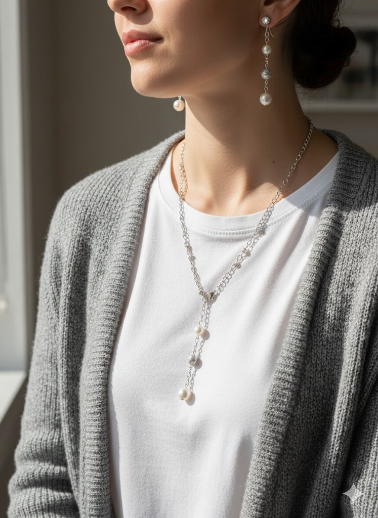 Pure Serenity Pearl & Silver Necklace Set