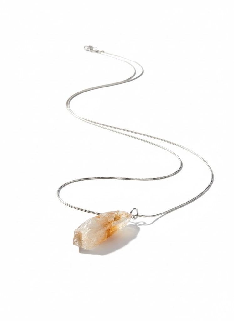Solar Raw Natural Citrine Pendant Necklace
