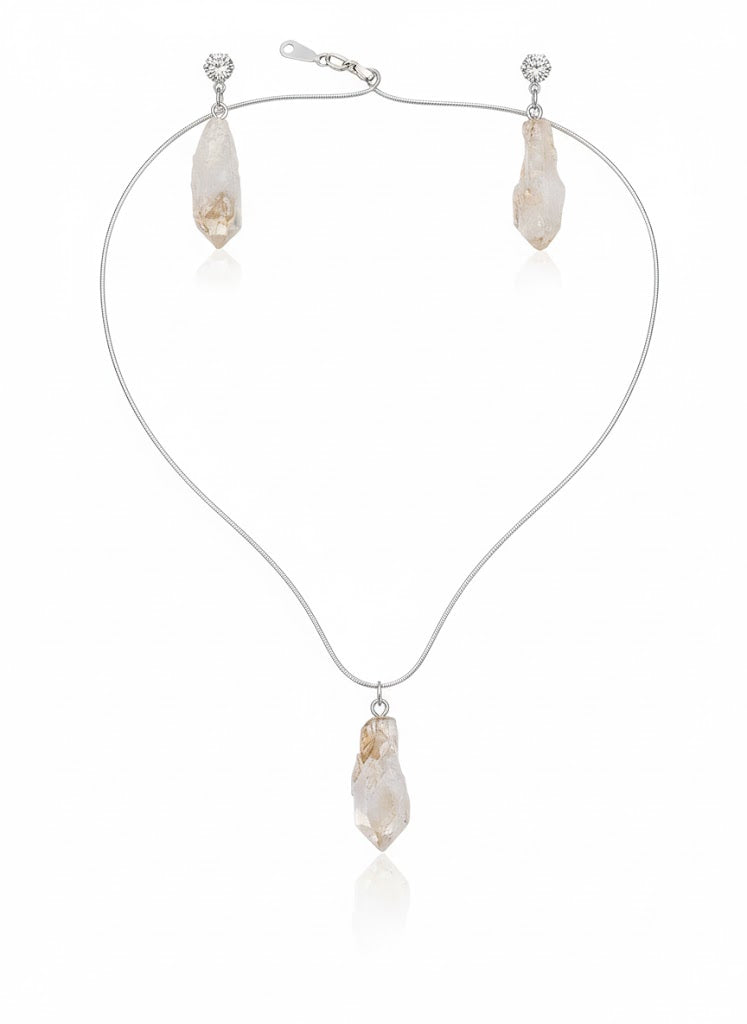 Solar Success Citrine & Silver Necklace Set