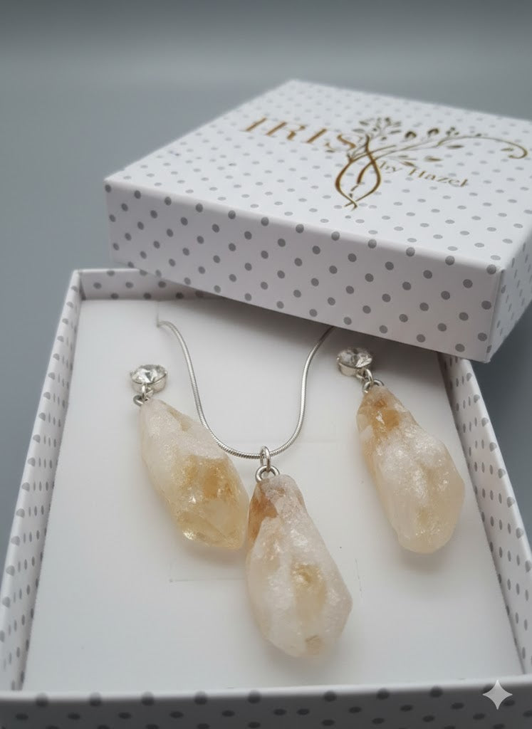 Solar Success Citrine & Silver Necklace Set