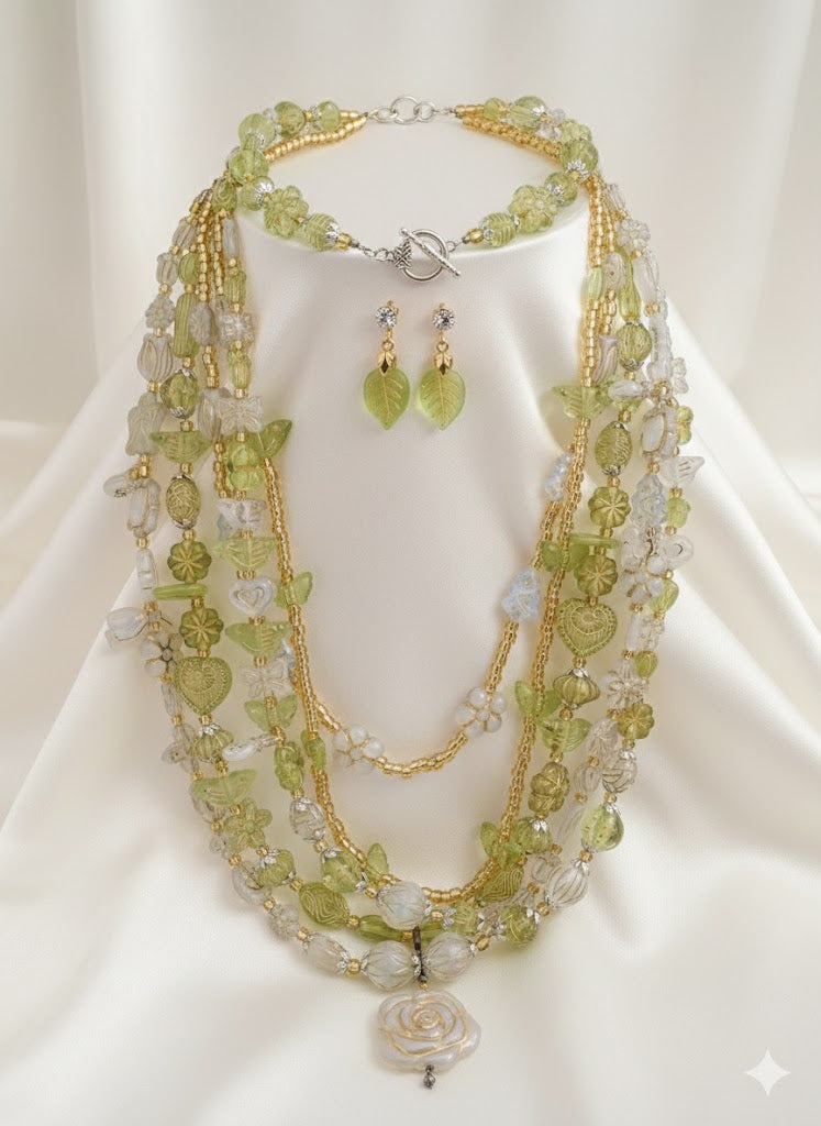 Veridian Heritage 5-Strand Three-Piece Jewellery Set