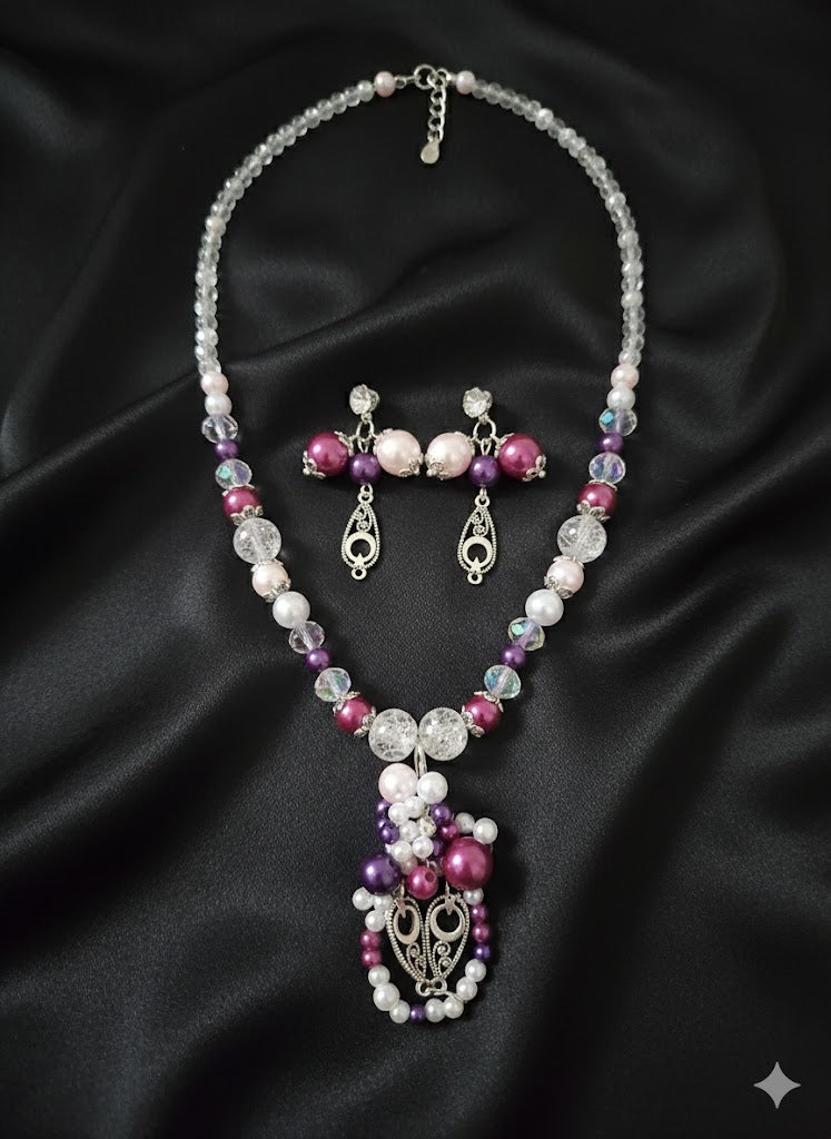 Violet Frost Beaded Necklace Set